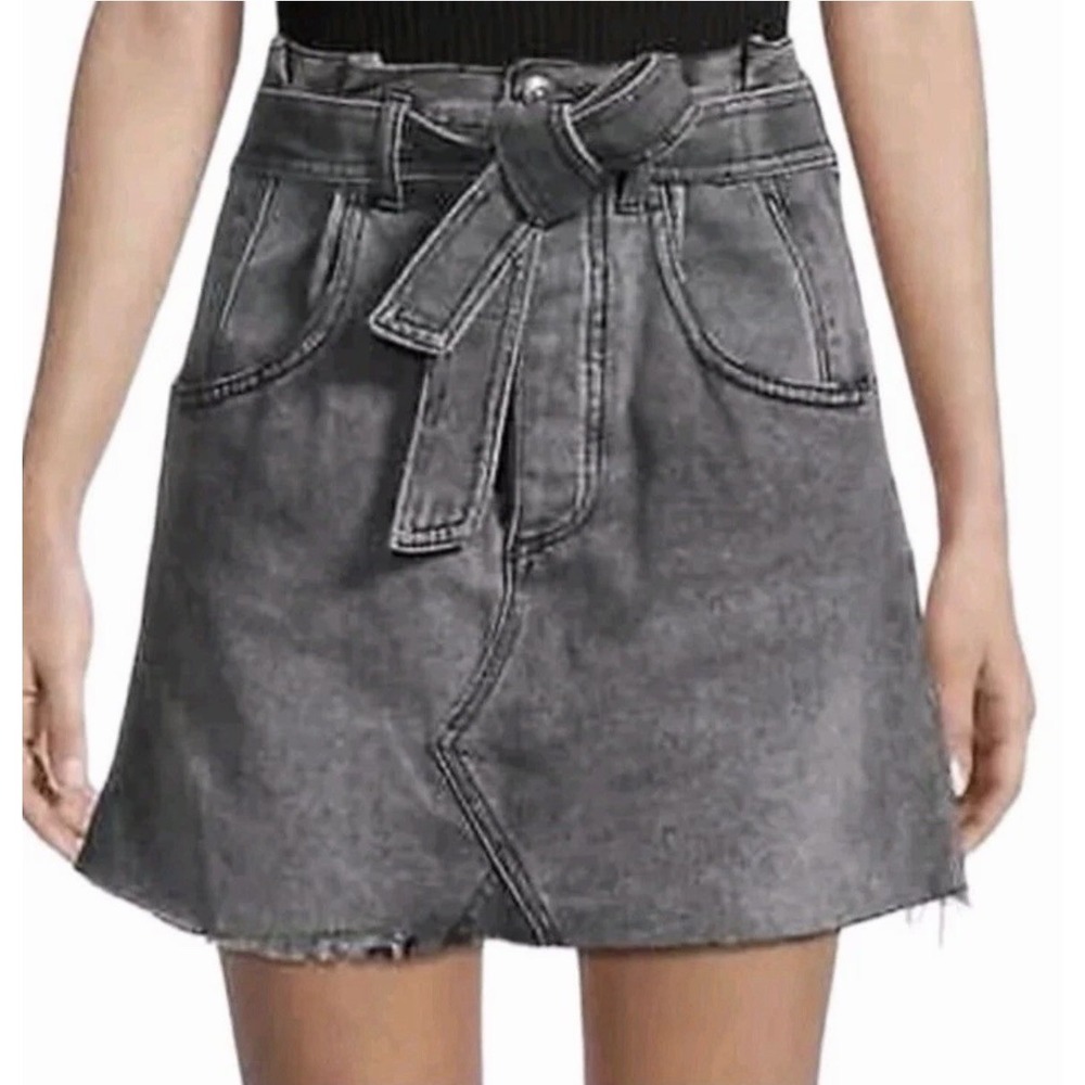 We The Free People Sz 25 Washed Black East of Eden Paper Bag Jean Skirt